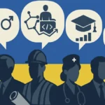Силуети працівників різних професій на тлі зростання ринку праці України