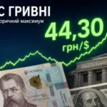 Курс гривні оновив історичний максимум на рівні 44,30 грн за долар