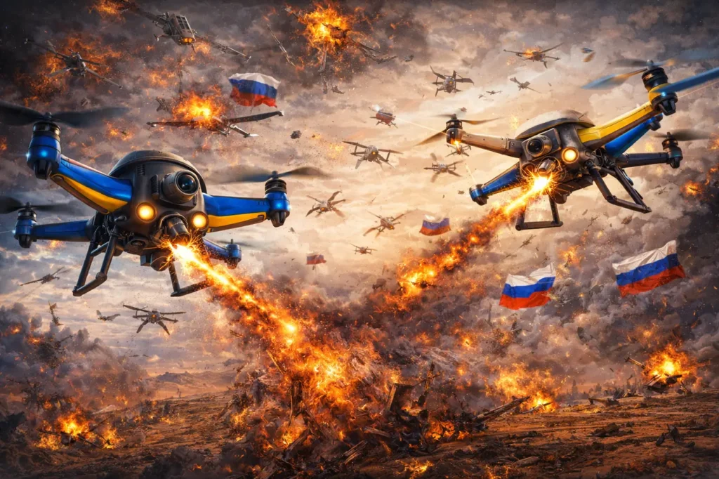 Украинские дроны атакуют российские позиции со взрывами и пожарами