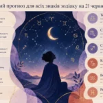 Гороскоп на 24 червня з зодіакальним колом, місяцем і силуетом жінки
