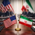 Прапори США та Ірану на столі переговорів Трампа з Тегераном