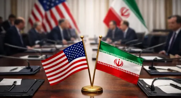 Прапори США та Ірану на столі переговорів Трампа з Тегераном