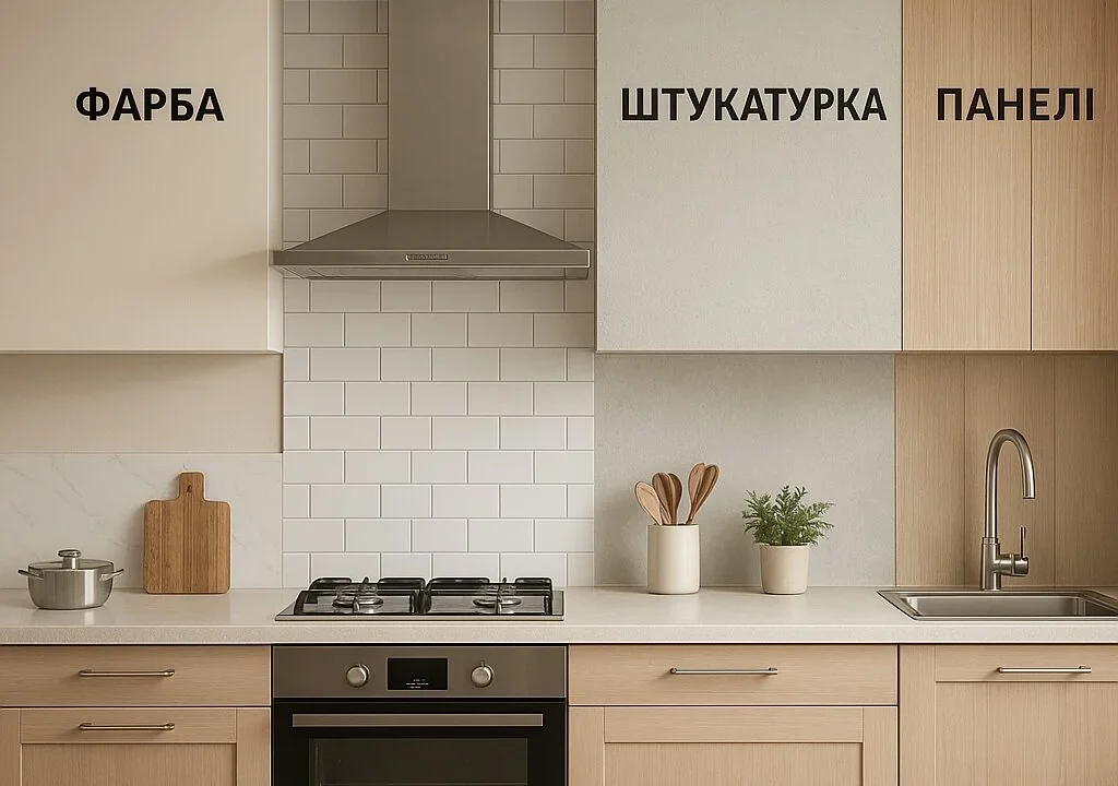 Альтернативи плитці на кухні: фарба, штукатурка та панелі