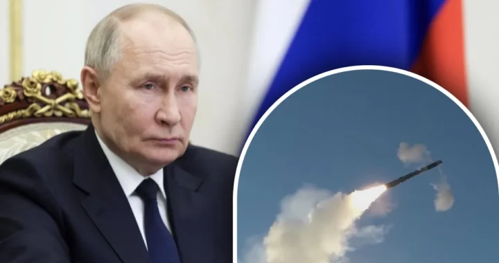 Володимир Путін і російська ракета під час ударів по святинях України