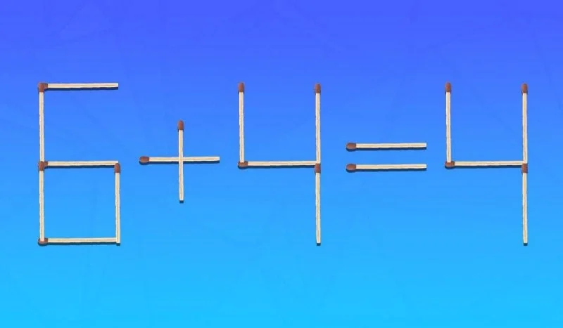 Ребус зі сірників 6 + 4 = 4 для тесту на рівень IQ