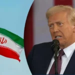 Дональд Трамп оголошує про угоду з Іраном на тлі прапора