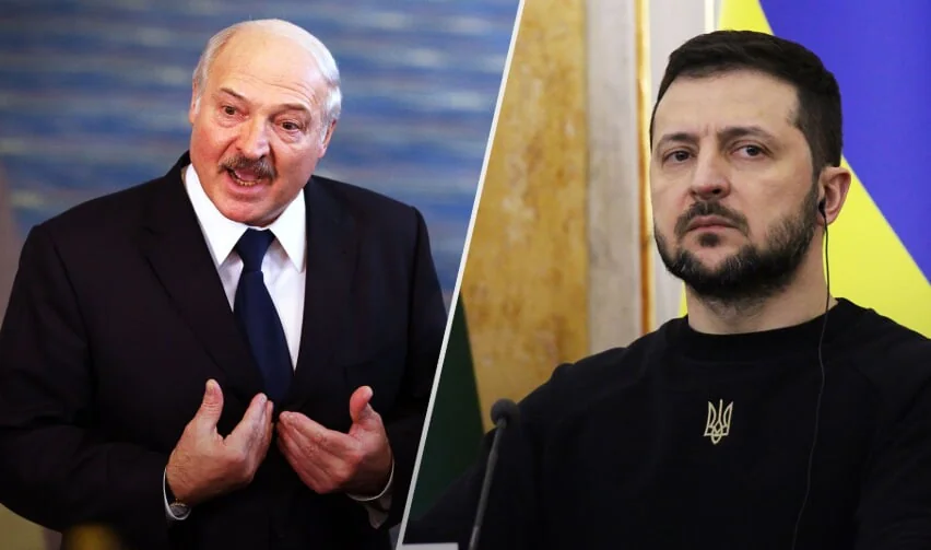 Олександр Лукашенко та Володимир Зеленський на тлі ультиматуму щодо самозахисту України