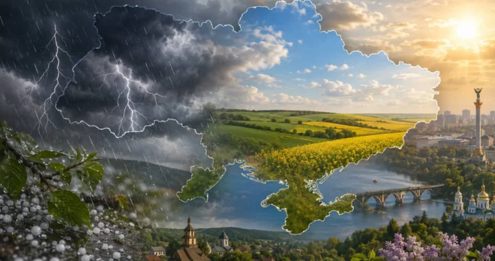 Украина разделена на зону дождей с грозами и солнечную погоду на выходных