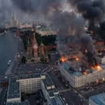 Пожежі та дим над Кремлем у Москві після удару