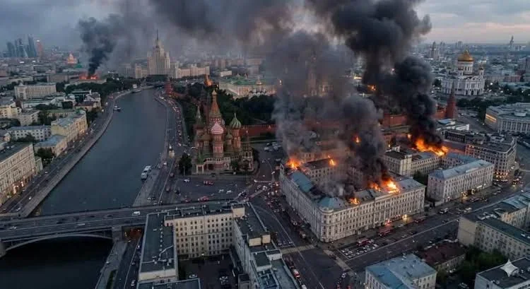 Пожежі та дим над Кремлем у Москві після удару