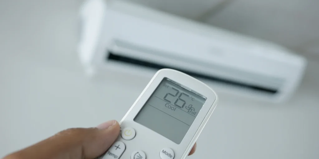 Пульт керування кондиціонером з налаштуванням 26°C у режимі Cool для економії
