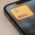 iPhone показывает состояние аккумулятора с уровнем заряда 46%