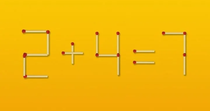 Сірникова головоломка: рівняння 2 + 4 = 7 з сірників
