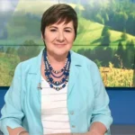 Синоптикиня Наталка Діденко в студії з прогнозом погоди в Україні