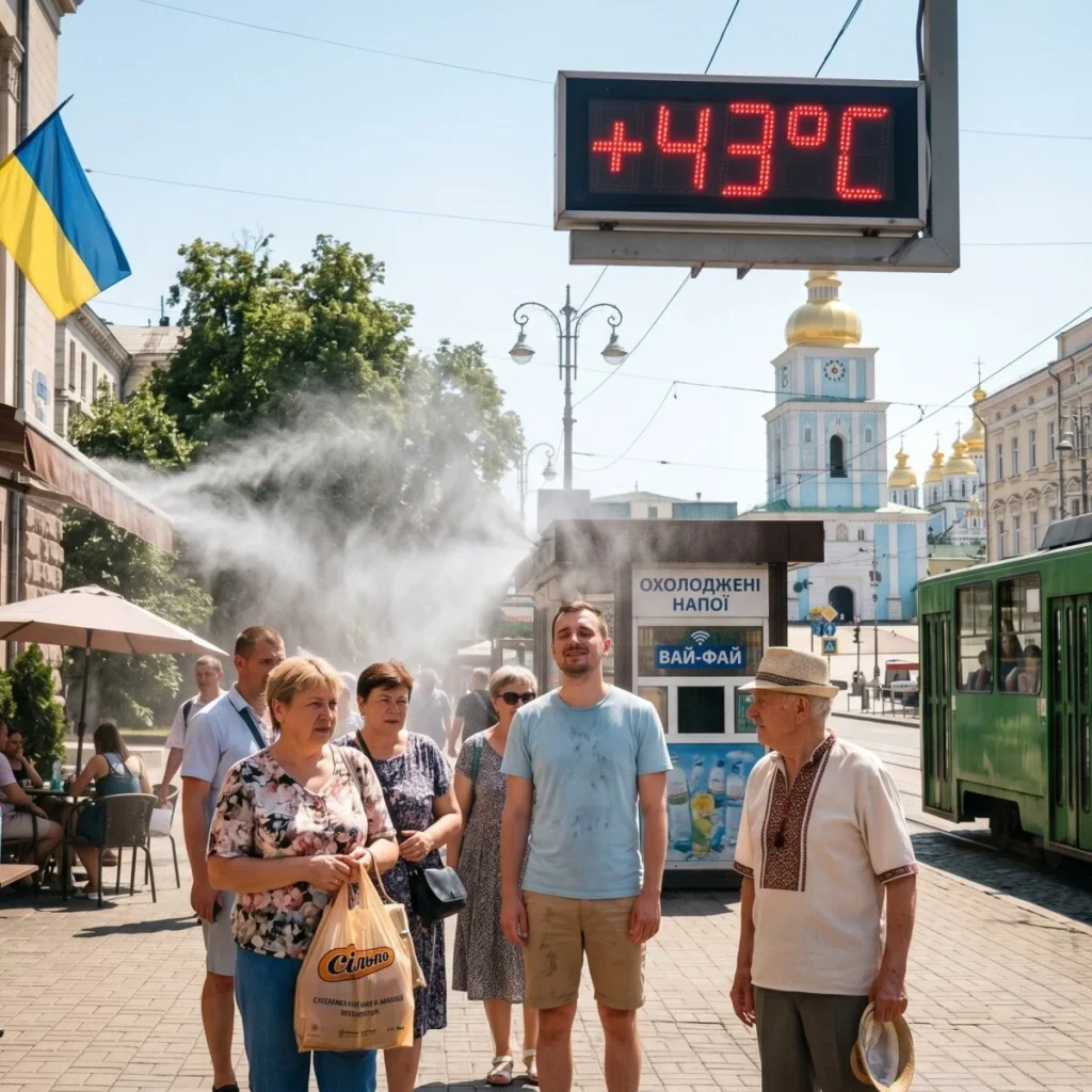 Термометр показує +43°C на вулиці Києва під час спеки в Європі
